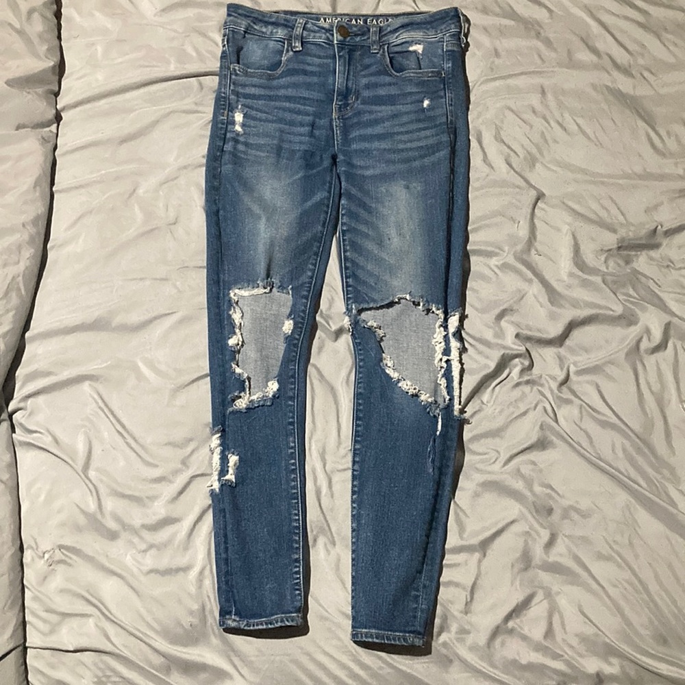 American Eagle jegging ripped blue jeans womens size 6 regular